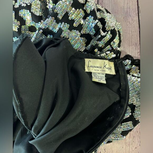 VINTAGE Laurence Kazar 80s Silk Glam Beaded Sequin Mob Wife Art Deco Top 2X - Picture 4 of 10